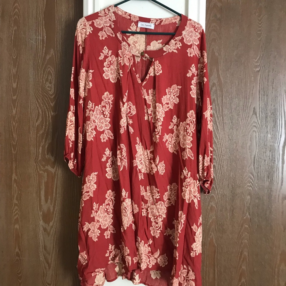 Red floral dress